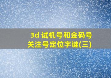 3d 试机号和金码号关注号定位字谜(三)